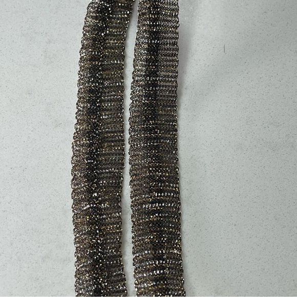 ZARA Gold Silver lurex Metallic Sleeveless Short Crop Top w/Ruffle Front Sz S - Picture 12 of 13